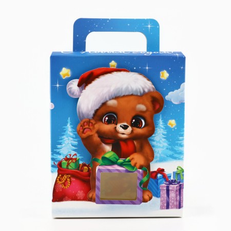 Folding boxes “Bear with a gift”, 18 x 15 x 7.5 cm, New Year-3