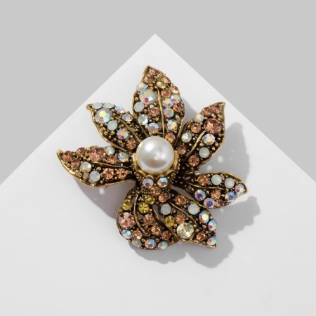Brooch "Flower" overflow, colored in black gold