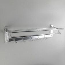 Foal shelf with a holder of towels, 5 moving hooks, 59.5 × 20.5 × 15 cm, aluminum