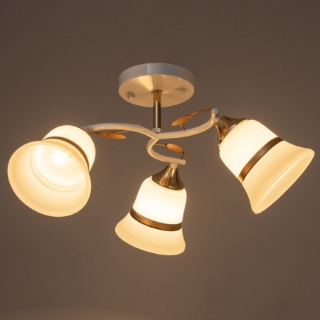 Elena chandelier 3x60W E27 white/gold 45x45x23cm-2