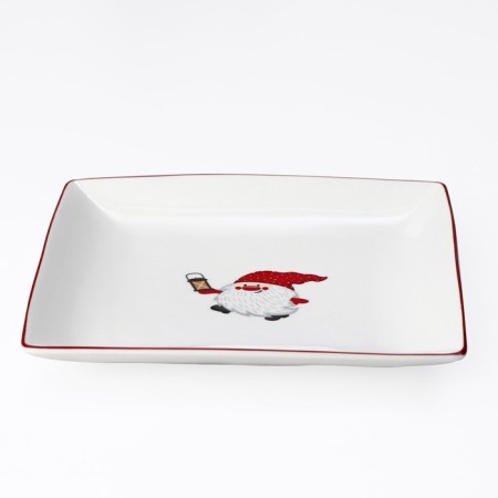 Porcelain Serving Dolyana dish "Festive commotion. Gnome bim ”, d = 20.5 cm, white color-1