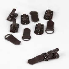The hooks are sewing, metal, for outerwear, 5 × 1.5 cm, 6 pcs, brown color