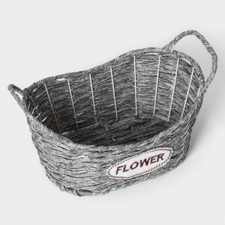 Kashpo wicker share "Lucius", 25.5 × 15.5 × 15.5 cm, basket, gray color-3