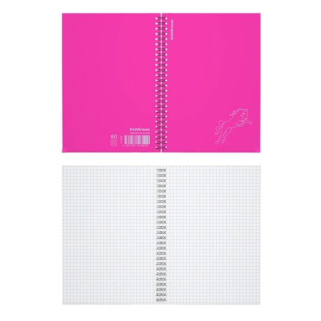 Notebook A5 80 sheets in a cage on a spiral Erichkrause Silhouette, with a plastic cover pink,-2
