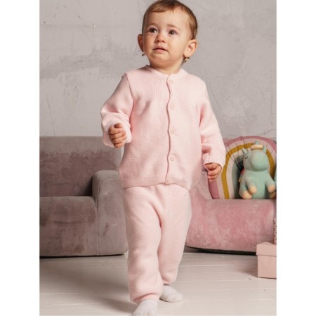 Knitted costume (jumper, trousers), beige color, height 80-4