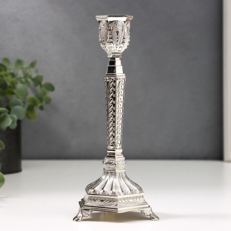Summary metal per 1 candle "Pattern" silver 19.8x8x8 cm-1