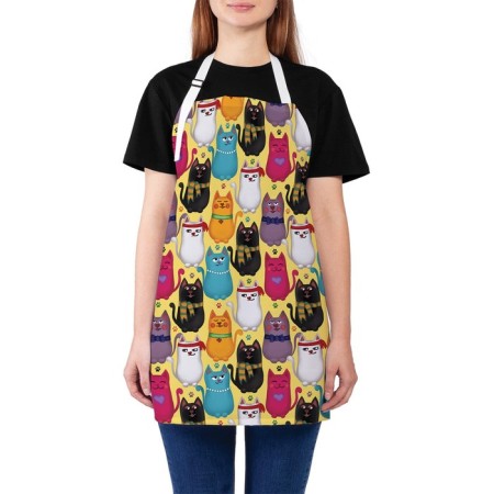 Apron kitchen with a photo print "Stylish cats", adjustable, size OS