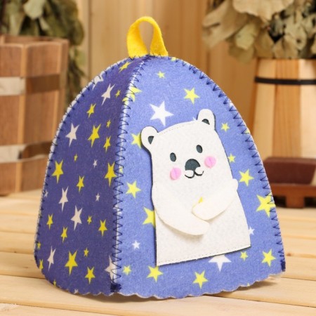 Bath cap with applique "Shy bear"-4
