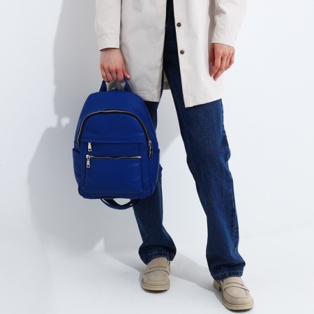 A backpack on a zipper, Medvedkovo, 3 external pockets, blue color-5