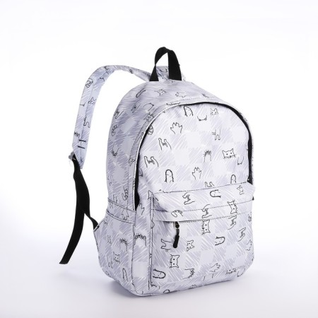 School backpack of textiles on a zipper, 4 pockets, color gray color-3