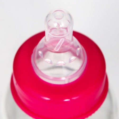 A bottle for feeding glass "Bunny Polly", a classic throat, medium stream, 150 ml., From 3 months.-2
