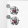 Earrings "Spiders", red color in black silver