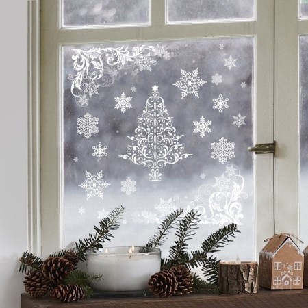 Stick for windows "Christmas tree", reusable, reusable, 33 x 50 cm, New Year-2