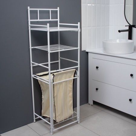 Rabberry with a 3-tier linen basket, 38 × 35 × 125 cm, white color-6