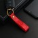 Leather keychain for a car key, strap, genuine leather, red, heart