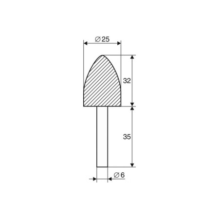Sharoshka Abrasive cylindrical Encor 21660, 25 x 32 mm, shank 6 mm, metal-2