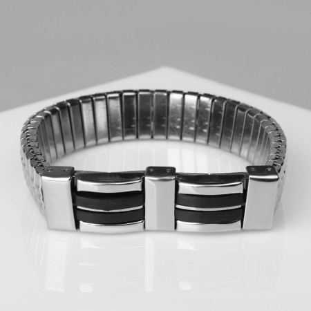 Bracelet male "frame" darkness, black color in silver, d = 6.5 cm