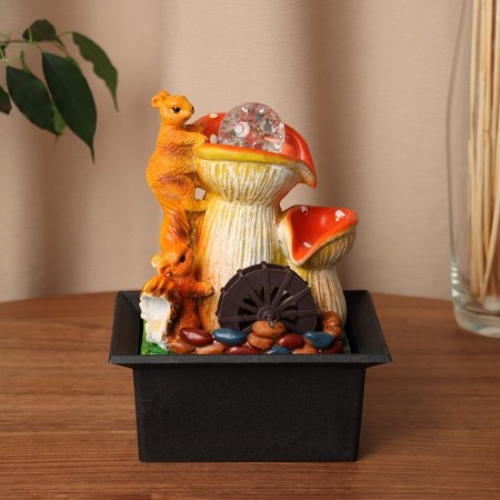 Fountain "Squirrels at the fly agaric" 22x16 cm (with backlight)