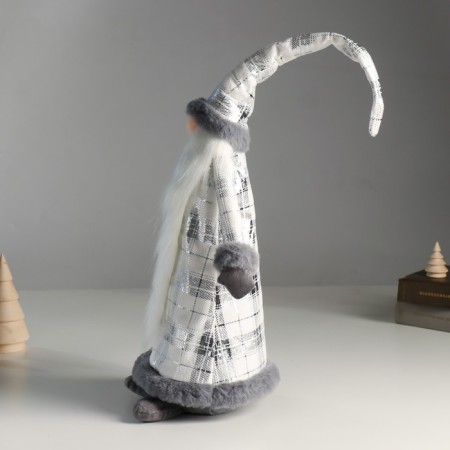 Interior doll "Santa Claus in gray caftan in a cage" with silver 16x13x60 cm-3