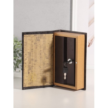 Safe wood book "Crown" leatherette 21x13x5 cm-2