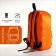 Youth backpack with lightning, external pocket, orange color