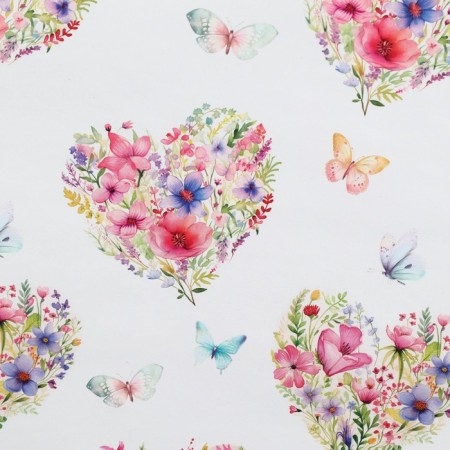 Glossy packaging paper "Flower hearts", 70 x 100 cm-2