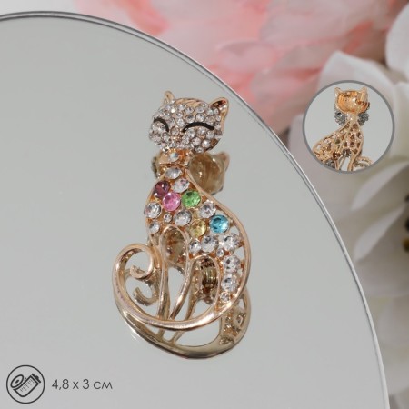 Brooch "Cat" graceful, color in gold