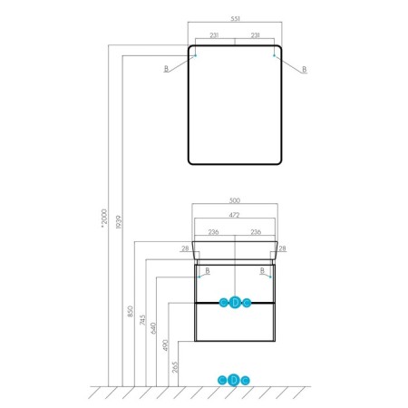 Tumbing under the Aquaton Sky Pro sink, 50 cm, white gloss color-4