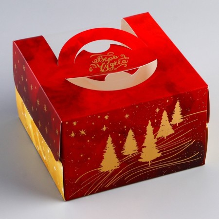 New Year. Box under the bento-port with a window “Believe in miracles”, 15.5 x 15.5 x 10 cm-2