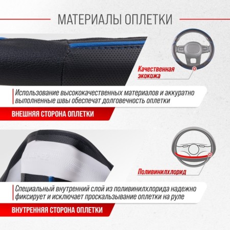 SkyWay Combo-5 scrap, size m, eco-leather, black and blue, s01102334-3
