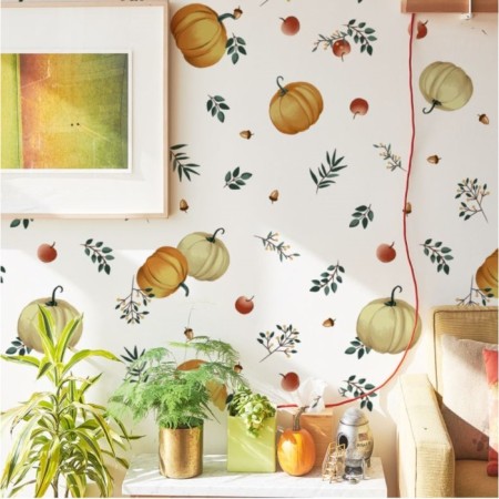 Stick plastic interior color "pumpkin and apples" set 2 sheets 30x40 cm