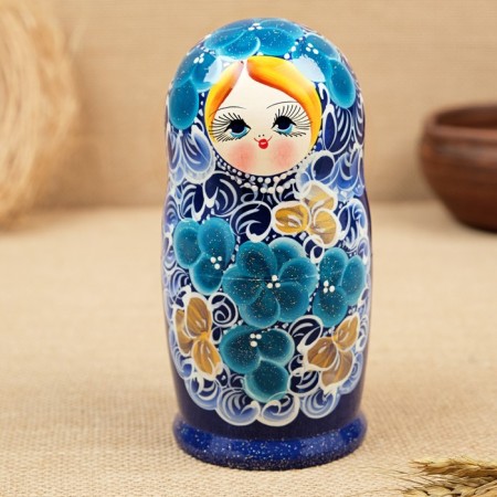 Matryoshka is large "blue -eyed", blue, 5 puppet-2