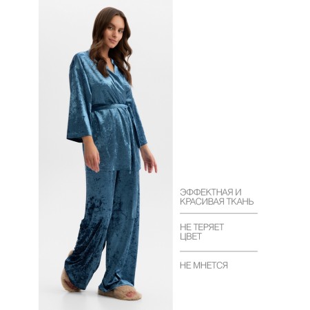 Female set (jacket, trousers) KAFTAN VELVET 40-42, blue-1