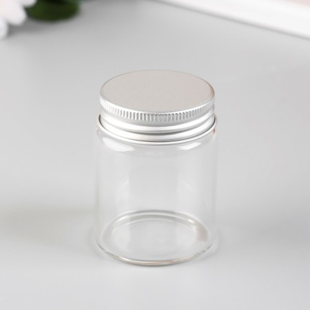 Decor for creativity Glass "Jars with a lid" silver set 6 pcs 4.7x4.7x6 cm-1