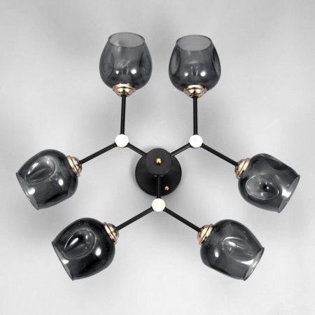 Molecule chandelier 6he27 40W black and gold 75x75x36 cm-3