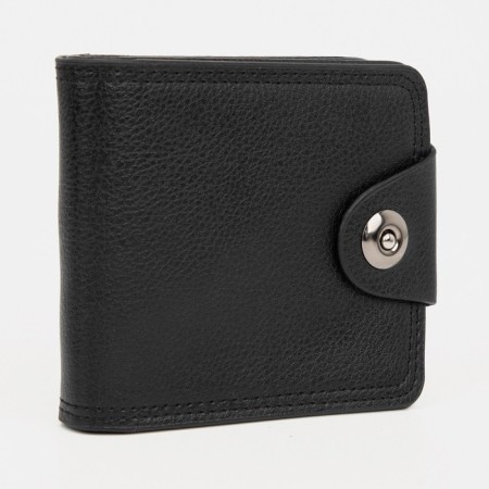 Male purse for magnet, department for bills, for maps, for coins, black color