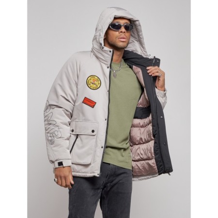 Winter male jacket, size 50, gray color-4