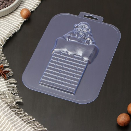 Form for chocolate and sweets Plastic “Santa on the pipe”, product size 17 × 8.3 × 1 cm, color transparent color-1