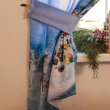 A set of curtains d/kitchen with the sequence "Christmas evening" 145x180cm-2 pcs., 100% p/e-3