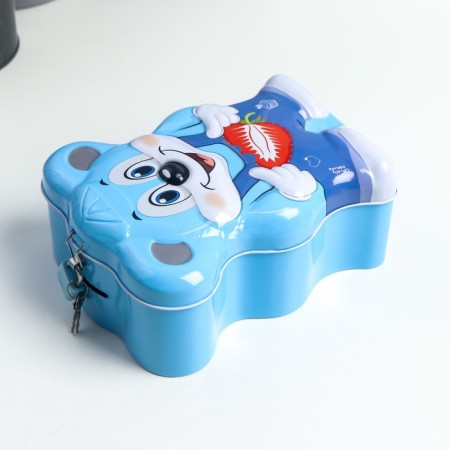 Piggy bank Metal with a lock "Mouse with fruit" MIX 13.5x7x18 cm-2