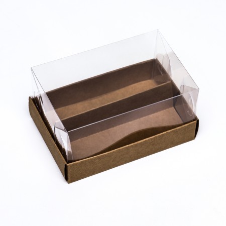 Confectionery box folding under 2 eclairs, craft, 9x13.5x7cm-1
