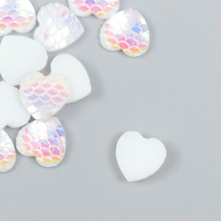 Decor for creativity Plastic "Claim white mother -pearl - heart" 1.2x1.2 cm-1