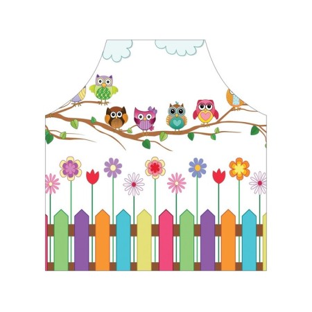 Apron of a kitchen with a photo print "Funny owls", adjustable, size OS-2