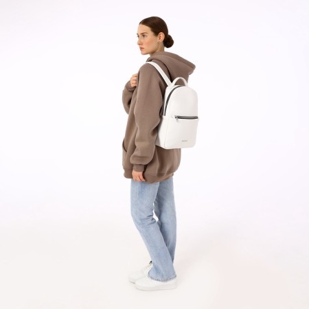 A backpack with a zipper, Textura, external pocket, white color-11