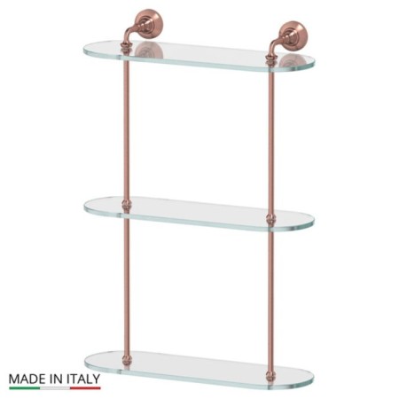 Three -tier shelf, width 40 cm, glass, antique copper
