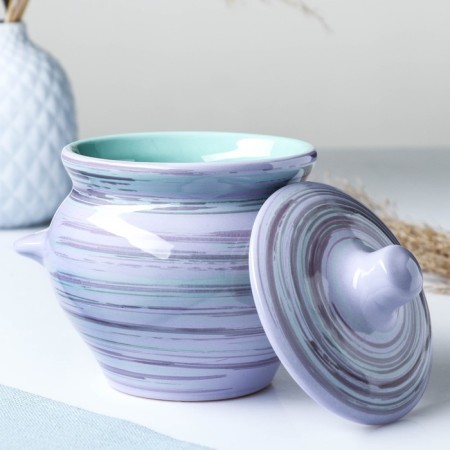 Ceramic pot for baking No. 5 with handles, 0.5l / 10x10.5cm, lavender-1
