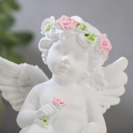 Polystone souvenir "Snowty angel in a wreath of roses" MIX 8.8x8.3x5.2 cm-5