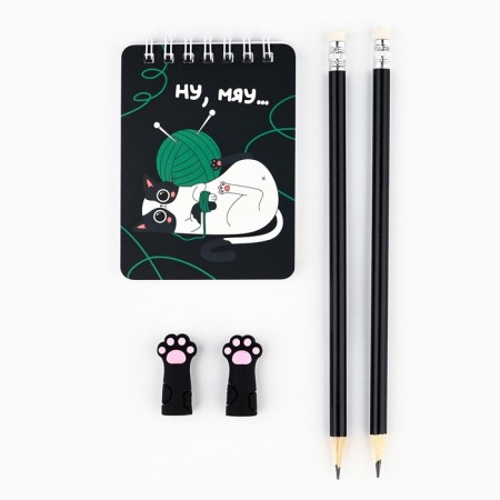 Gift set "Real Kotomania", pencils 2 pcs, eraser 2 pcs, notebook-1