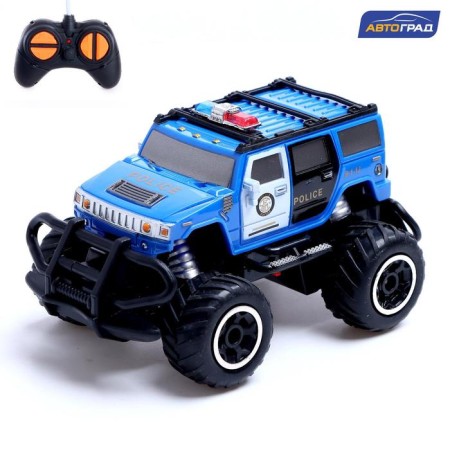 Radio -controlled jeep "Police", works from batteries, blue color