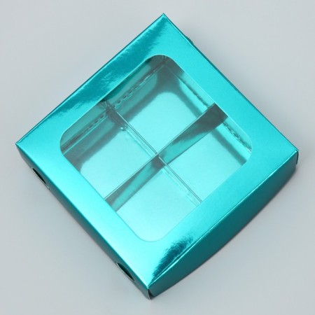 Box for sweets, confectionery packaging, 4 cells, “Blue”, 10.5 x 10.5 x 3.5 cm-1